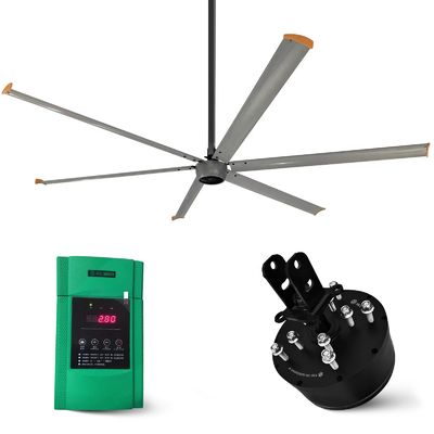 I 강철 빔 탑재 산업 6 블레이드 큰 BLDC HVLS 천장 팬 모터 24ft 7.3m